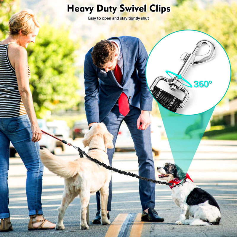 2 Dog Leash, 360° Swivel No Tangle Double Dog Walking & Training Leash, Comfortable Shock Absorbing Reflective Bungee Lead Walk 2 Dogs with Ease for 30-150lbs dogs Black - BeesActive Australia