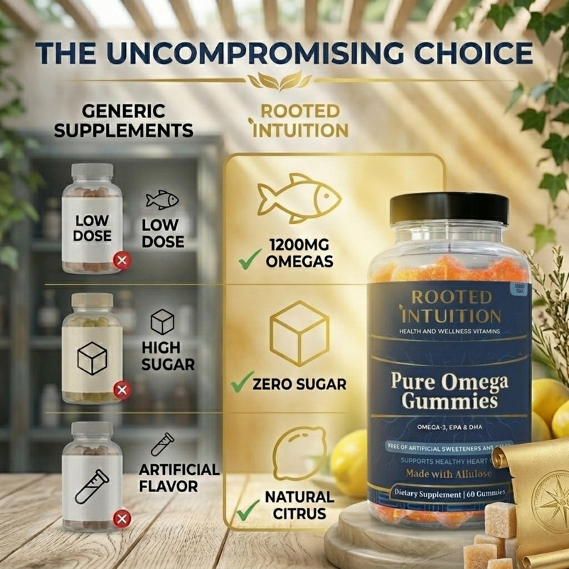 Rooted Fish Oil Omega 3 Gummies for Adults Kids & Teens - DHA & EPA Gummies for Women & Men - Omega-3 Oil for Heart Brain Support - No Fishy Aftertaste - Orange Flavor - 60 Count