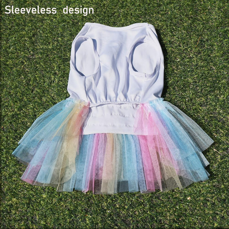 ANIAC White Dog Dress,Summer Dog Clothes for Small Dog Girl, Spring Puppy Princess Dress, Cat Outfit,Pet Clothing for Cats Kitten Chihuahua Yorkie,Rainbow (Medium, White) White tutu Medium