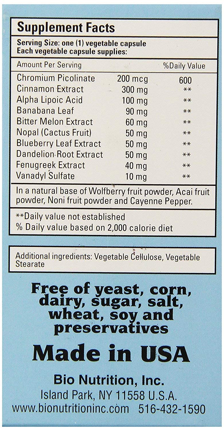 Bio Nutrition - Blood Sugar Wellness - 60 Vegetarian Capsules