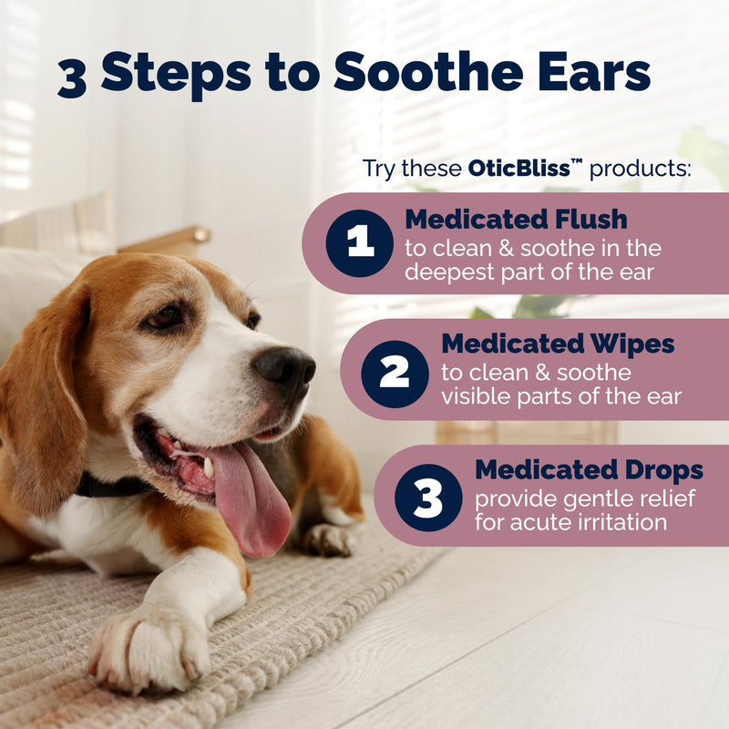 Vetnique Oticbliss Dog Ear Infection Treatment Flush & Ear Cleaner for Dogs & Cats, Antiseptic Antifungal with 0.2% Chlorhexidine and 0.2% Ketoconazole, Medicated Wash for Yeasty Smell, Floppy Ears 6oz Flush