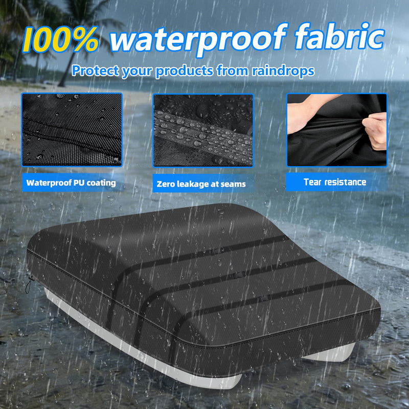 Paddle Boat Cover, Durable Outdoor Pond Boat Chair Cover,600D Heavy Duty Waterproof/UV Protective Covers for Prowler Bass Boat, All-Weather, Black - BeesActive Australia