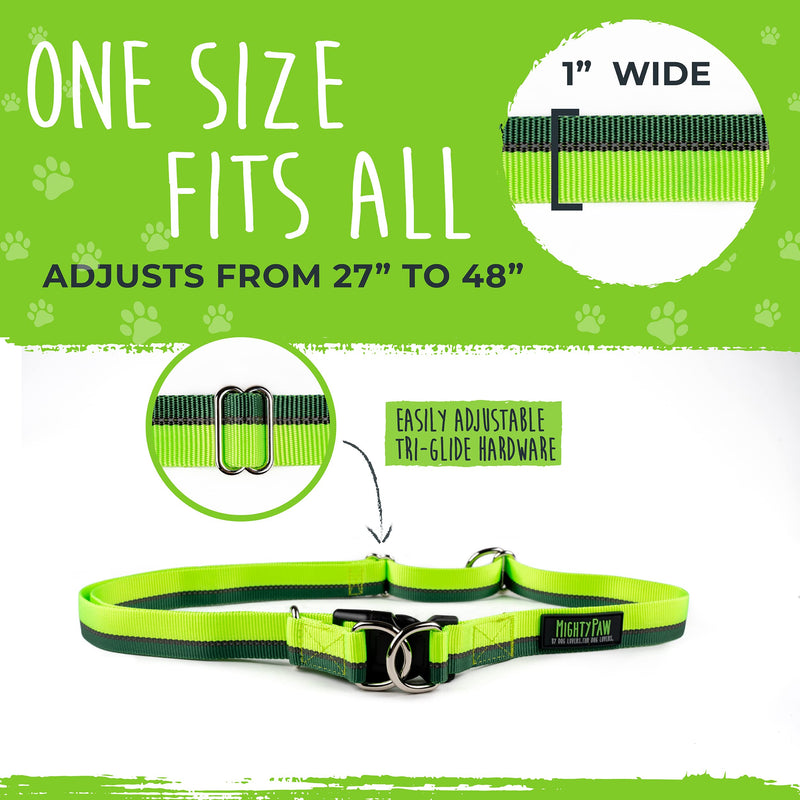 Mighty Paw Hands Free Dog Leash | Bungee Waist Leash for Dog Walking. Pet Running Hands Free Tether for Large, Medium & Small Breeds. Pet Waist Belt (36" - 48") Up to 150 lbs - Green 48" (Most Popular) - BeesActive Australia