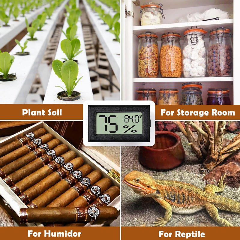 Vodolo Reptile Thermometer and Humidity Gauge,4PCS Digital Adhesive Reptile Hydrometer Thermomete Tank Accessories Pet Supplies for Tortoise Habitat,Chameleon Cage,Iguana,Tree Frog Terrarium 4PCS Rectangular - BeesActive Australia