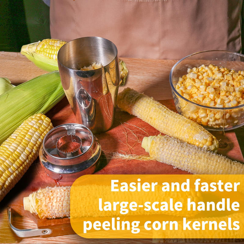 Newness Corn Stripper Peeler & Cutter with Cup, 304 Stainless Steel Cob Thresher, Off-Cob Kernel Remover & Slicer with Serrated Blade for Home & Kitchen - BeesActive Australia