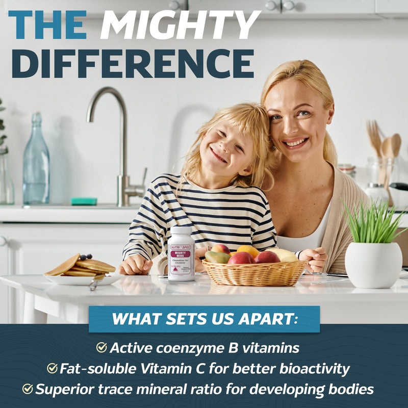 Nutri-Spec Mighty-Mins - Multivitamin for Kids with Iron in Chewable Form - for Children from 6 Months Through Adolescence - Easier to Absorb, Gentle On Digestion - 240 Wafers