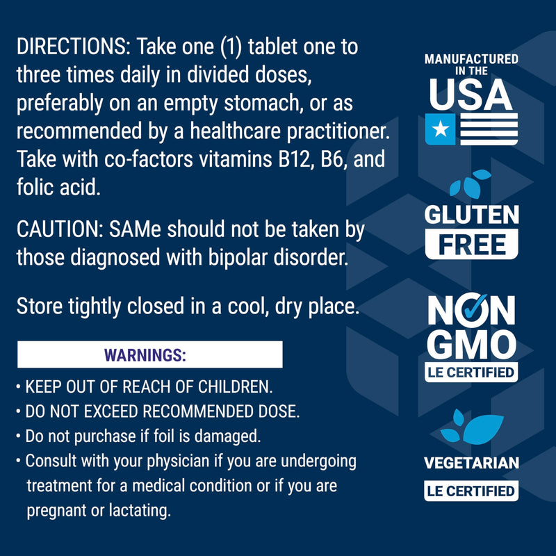 Life Extension Same, Mood, Joint & Liver Support, Gluten-Free, Non-GMO, Vegetarian, 30 Tablets | Mood, Joint & Liver Support, Gluten-Free, Non-GMO & Vegetarian