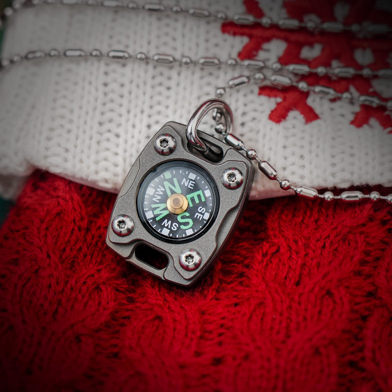 MecArmy Mini Titanium/Brass Compass, Waterproof IPX5 Pocket Compass for Hiking & Survival, Keychain & Necklace Gifts for Men & Women, Ideal Graduation & Outdoor Adventure Present CMP2-Titanium