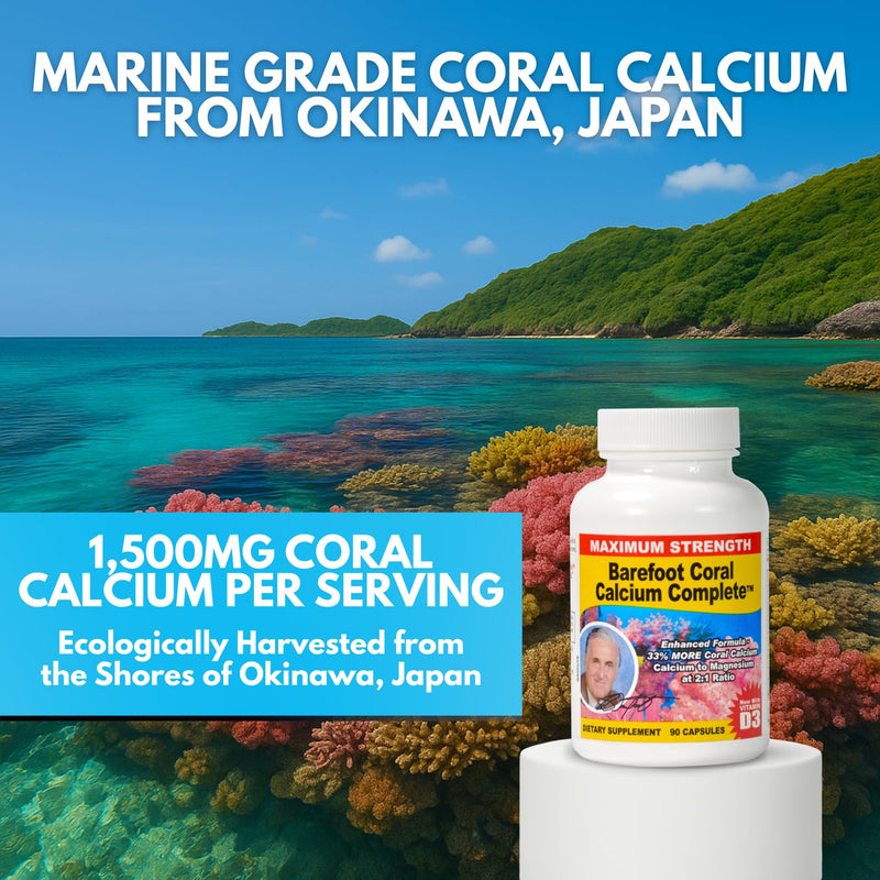 90 Capsules - Coral Calcium 1500mg | Calcium, Magnesium, Vitamin D3 & 72 Trace Minerals - Bone Health - Developed by Bob Barefoot 90 Count (Pack of 1)