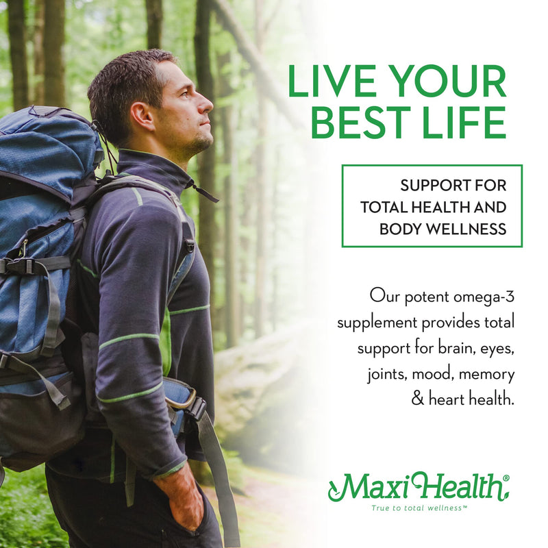 Maxi Health® Fish Oil Omega 3 Supplements, 2000mg (180 Softgels) | Kosher | 680mg EPA + 460mg DHA per Serving | Wild Tuna Fish · Third-Party Tested · Gluten-Free | Heart, Brain & Joint Support 180 Count (Pack of 1)