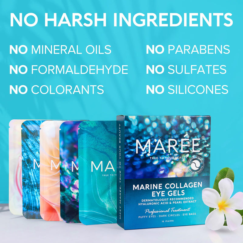 MAREE Eye Gel Pads - Under Eye Wrinkle Patches for Puffy Eyes and Dark Circles with Natural Marine Collagen & Hyaluronic Acid - Anti-Aging Eye Mask for Face to Soothe Puffiness, Eye Bags and Wrinkles Eye Gels - BeesActive Australia