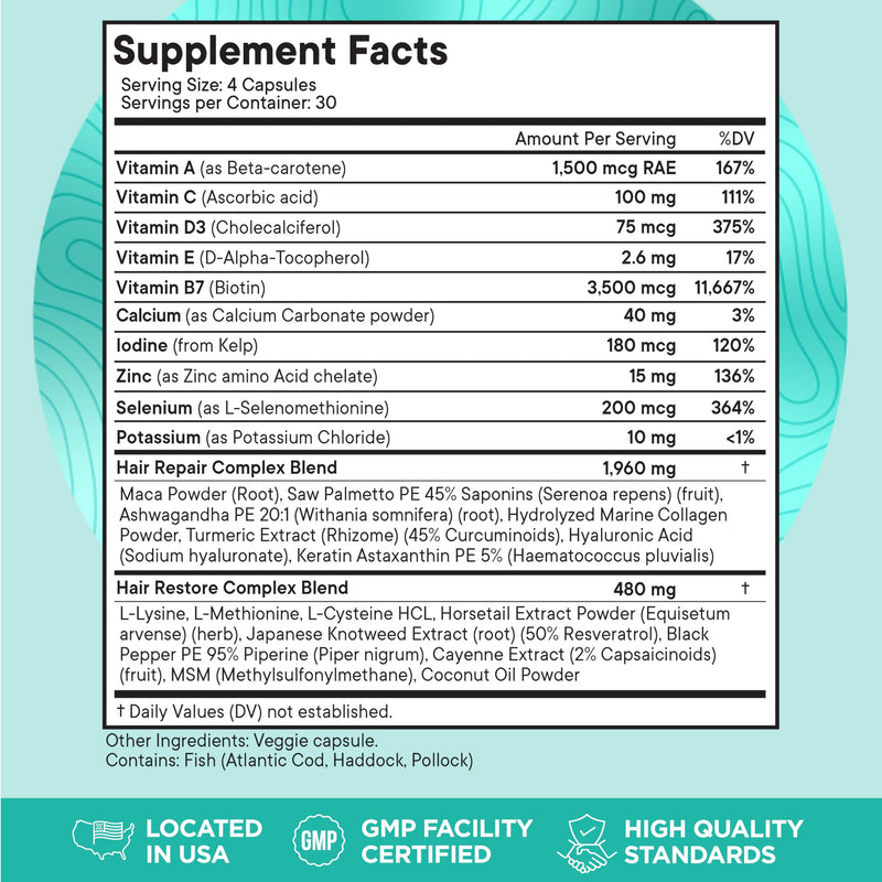 Women's Balance Hair Growth Supplements, Ages 45 and Up, Customer Proven for Visibly Thicker Hair and Scalp Coverage, Soy-Free, Made with 26 Ingredients Including Beta Carotenes - 2 Month Supply 120 Count (Pack of 2)