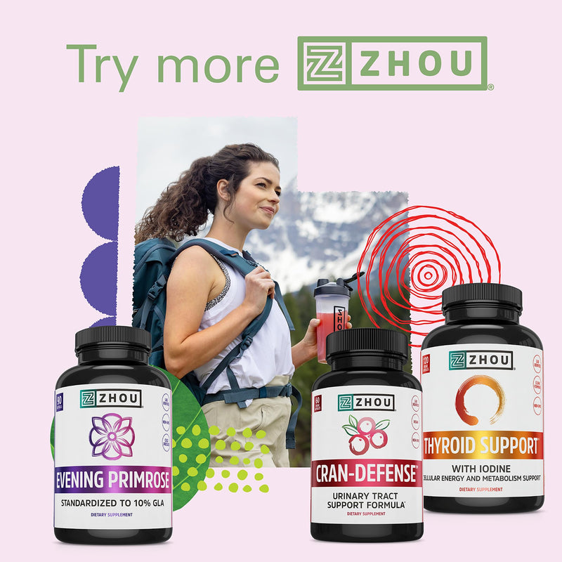 Zhou Cran-Defense - Cranberry Pills for Women & Men, D Mannose with Cranberry Extract, 1000 mg D-Mannose Per Serving for Urinary Tract Health, Antioxidant Support - 60 Veggie Capsules