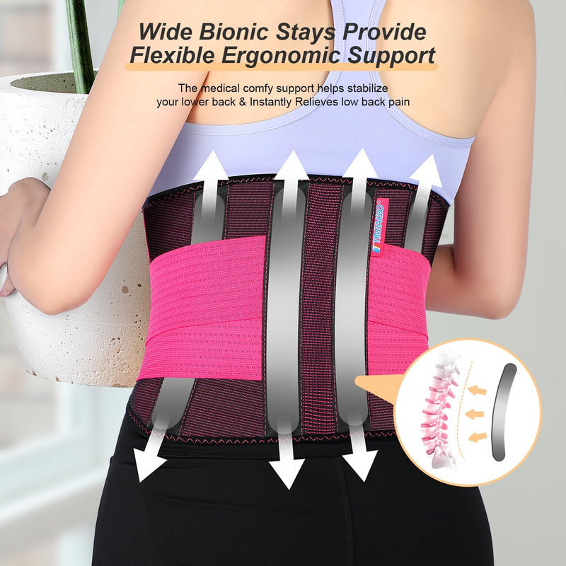 2.0 Version Lower Back Brace for Pain Relief, Back Brace for women Lifting at Work, Back Brace for Herniated Disc and Sciatica, Back Support Belt for Women (Red,S/M Fits 26"-32"Belly Waist) Red Small/Medium (Pack of 1) - BeesActive Australia