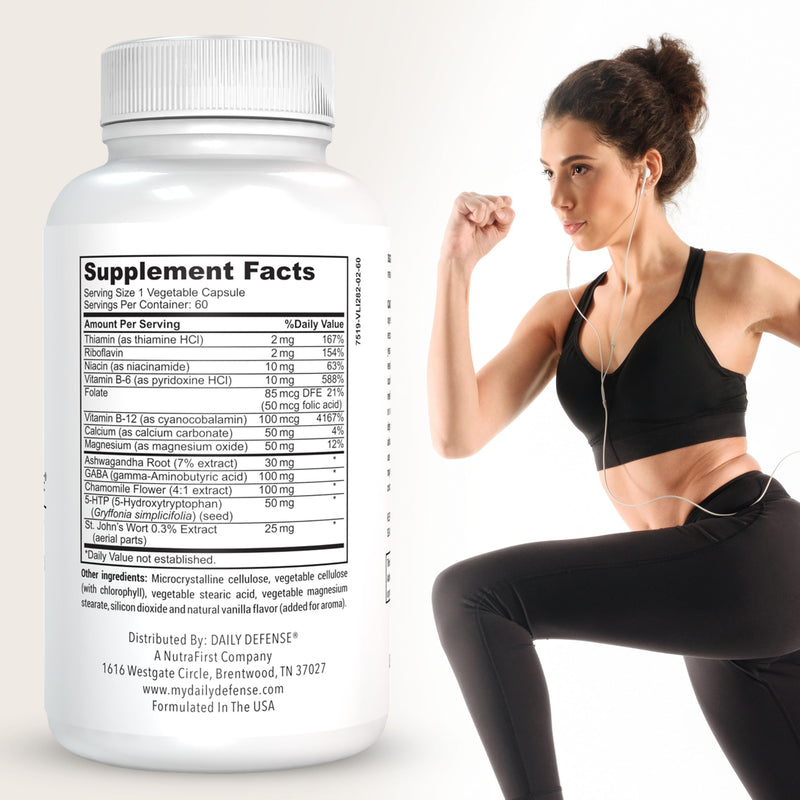 Mood Support Supplement - Ultra Mood 60 Count Mood Enhancer with Calcium Carbonate, Folic Acid, GABA, 5-HTP, Ashwagandha Root Extract & More - Non GMO Mood & Relaxation Supplement