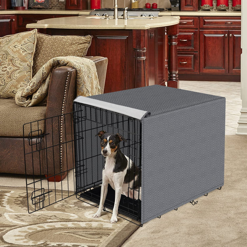 PetPrime Dog Crate Cover Indoor Durable Windproof Pet Kennel Cover Fit for 24 30 36 42 48 Inches Wire Dog Crate for Small Medium and Large Dog-Cover Only(42 Inch (42"x28"x30")) Grey 42 Inch (42"x28"x30") - BeesActive Australia