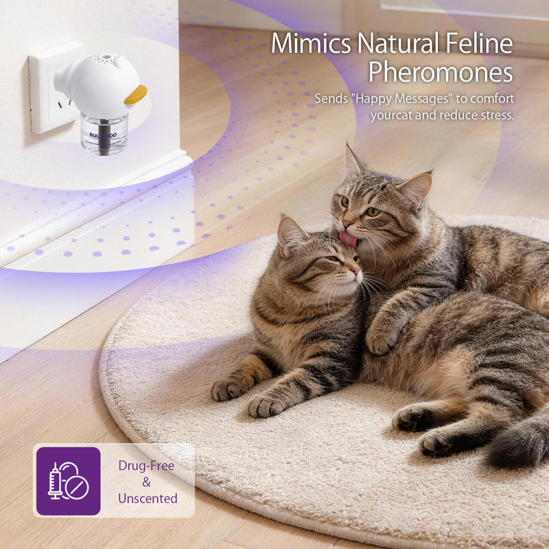 Cat Calming Pheromone Diffuser Set (Whole Home 3-Pack) – 3 Diffusers + 3 x 48ml Refills – Helps Reduce Spraying & Fighting – Unscented Stress Relief for Large Homes & Multi-Cat Areas