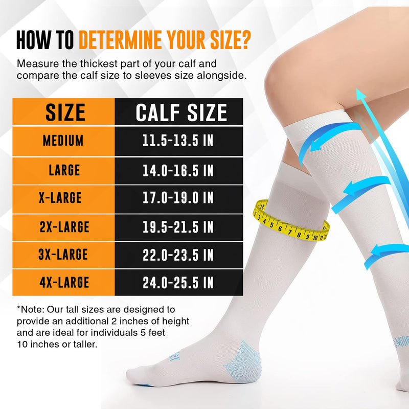 Doc Miller TED Hose Knee High Anti Embolism Stockings for Women & Men, Hospital Style Surgical Stockings, Plus Size White Compression Socks 15-20mmHg, Support Hose with Inspection Hole (M-5XL) Large (1 Pair)