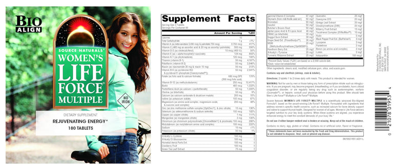 Source Naturals Wonmen's Life Force Mutiple, Dietary Supplement Rejuvenating Enegry* - 180 Tablets 180 Count (Pack of 1)