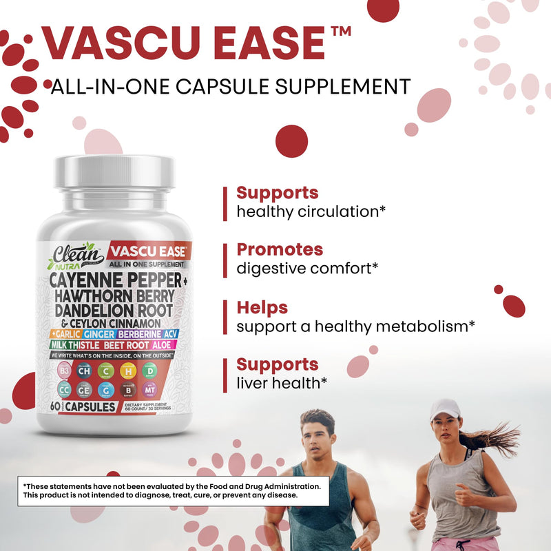 Clean Nutra Cayenne Pepper Capsules Supplement with Hawthorn Berry, Dandelion Root, Ceylon Cinnamon, Garlic, Ginger, Berberine, Apple Cider Vinegar, Milk Thistle, Beet Root, Aloe Vera Pills & More - BeesActive Australia