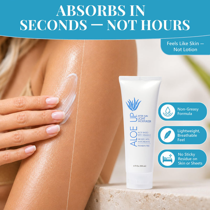 ALOE UP After Sun Light Moisturizer, Aloe Vera & Vitamin E, 4 oz | Lightweight after-sun moisturizer; Aloe vera + vitamin E; Soothing & fast-absorbing; Mineral oil free