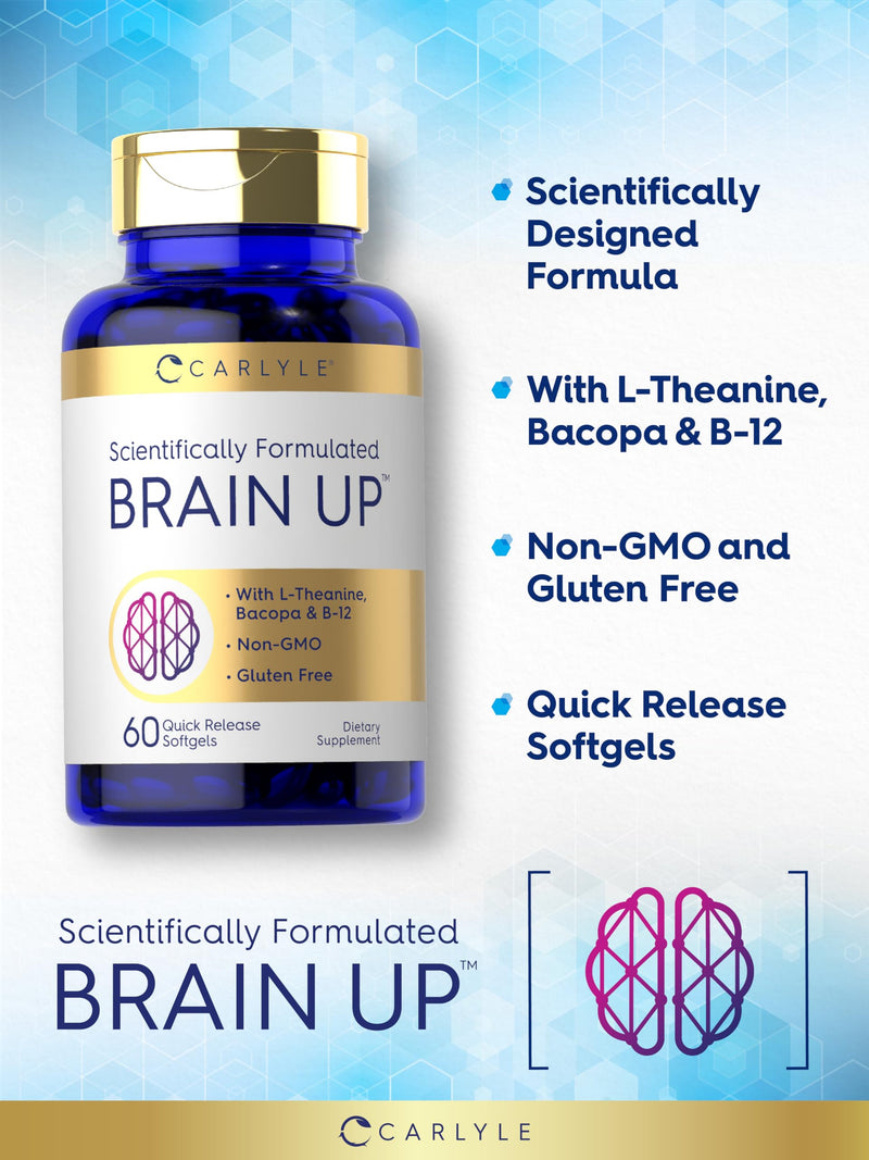 Carlyle Brain Nootropic Supplement | 60 Softgels | with Lion's Mane Mushroom, Bacopa and L-Theanine | Non-GMO, Gluten Free