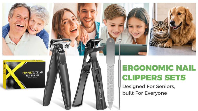 Toenail Clippers for Seniors Thick Toenails, Angled Head Large Toe Nail Clippers for Thick Nails for Men, 360° Rotating Nail Clippers with Long Hande, Heavy Duty Fingernail Clippers with Wide Opening