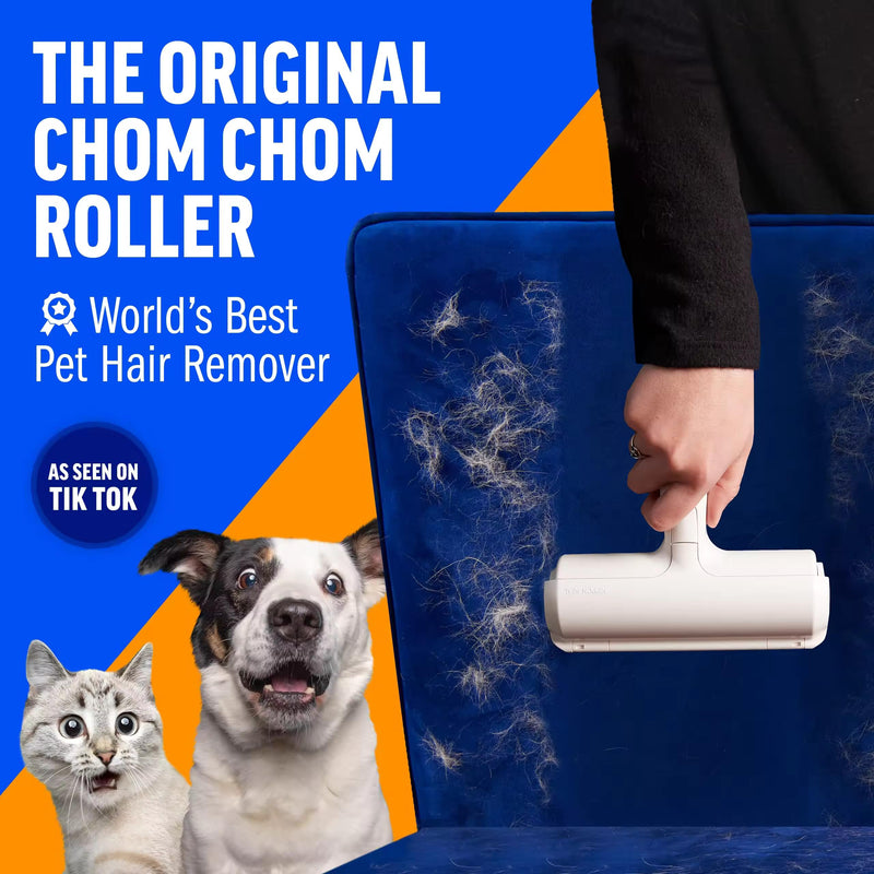 Chom Chom Roller Pet Hair Remover and Reusable Lint Roller - ChomChom Cat and Dog Hair Remover for Furniture, Couch, Carpet, Clothing and Bedding - Portable, Multi-Surface Fur Removal Tool - BeesActive Australia