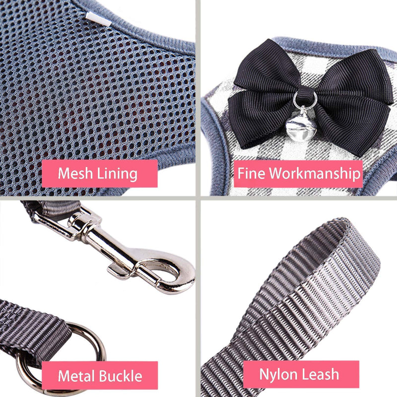 Rypet Small Dog Harness and Leash Set - No Pull Pet Harness with Soft Mesh Nylon Vest for Small Dogs and Cats Gray M Medium (7-15 lbs) - BeesActive Australia
