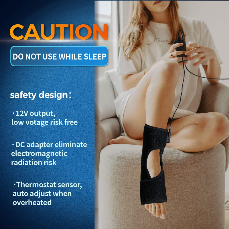 sticro Ankle Heating Pad for Achilles Tendonitis and Plantar Fasciitis Relief, Heated Ankle Brace Foot Heating Pad Wrap with Massage Ball for Sprained Ankle, Arthritis Foot Heel Pain Relief (Black) Black