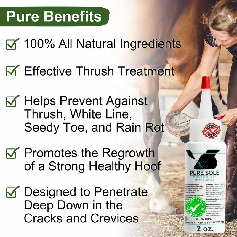 Pure Sole Severe Thrush Treatment for Horses - Hoof Cleanse (16 oz.) and Thrush Dust Powder (2 oz.) Bundle