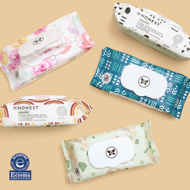 The Honest Company Clean Conscious Unscented Wipes , Over 99% Water, Compostable, Plant-Based, Baby Wipes , Hypoallergenic for Sensitive Skin, EWG Verified , Rainbow, 60 Count - BeesActive Australia