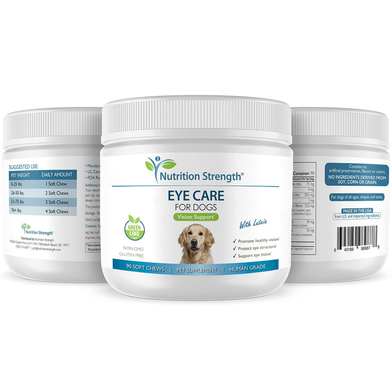 Eye Care for Dogs Daily Vision Supplement with Lutein, Zeaxanthin, Astaxanthin, CoQ10, Bilberry Antioxidants, Vitamin C, Vitamin E Support for Dog Eye Problems, 90 Soft Chews - BeesActive Australia