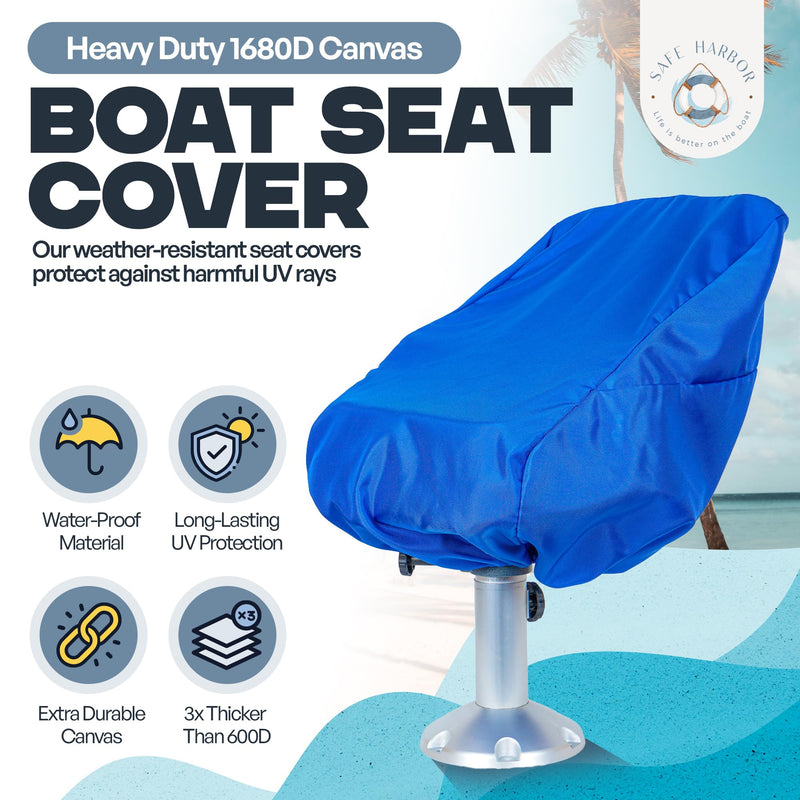 Pontoon Boat Seat Covers - Our 24x22x25 Boat Seat Cover Protects Your Seat from the Elements - Heavy Duty & UV Resistant - Extra Thick 1680D Fabric (Blue) Blue - BeesActive Australia