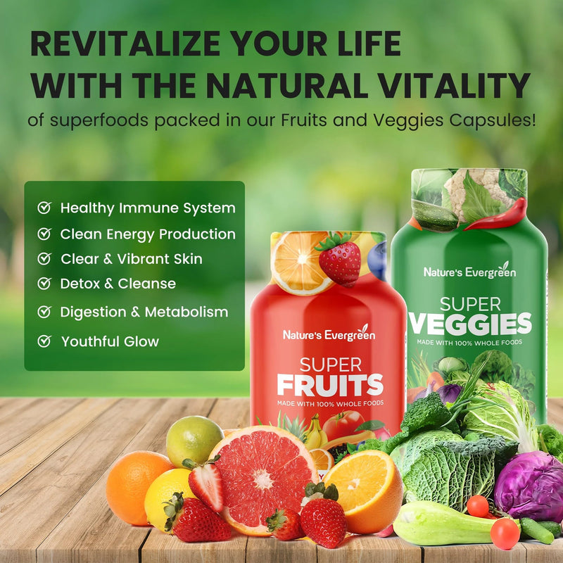 Fruits and Veggies Supplement - Nature Fruits and Vegetables Supplements - Vegan, Non GMO, Soy Free, Superfood Vitamins & Minerals Nutritional Balance - (Total 360 Capsules - Pack of 4) Made in USA 90 Count (Pack of 4)