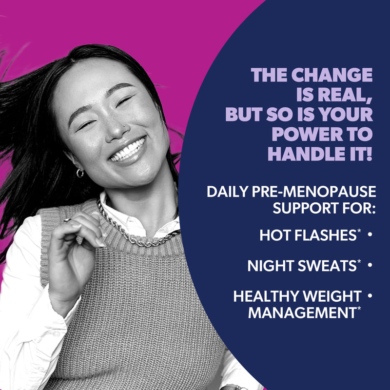 AZO¬Æ Daily Pre-Menopause Relief Perimenopause Supplements for Women, Hot Flash, Night Sweat and Healthy Weight Management Support* - 30 Count