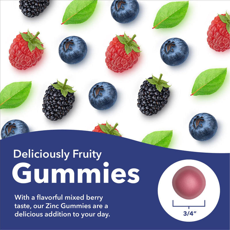 Sundance Zinc Gummies for Adults | 50mg | Mixed Berry Flavor | Vegan, Non-GMO and Gluten Free Supplement