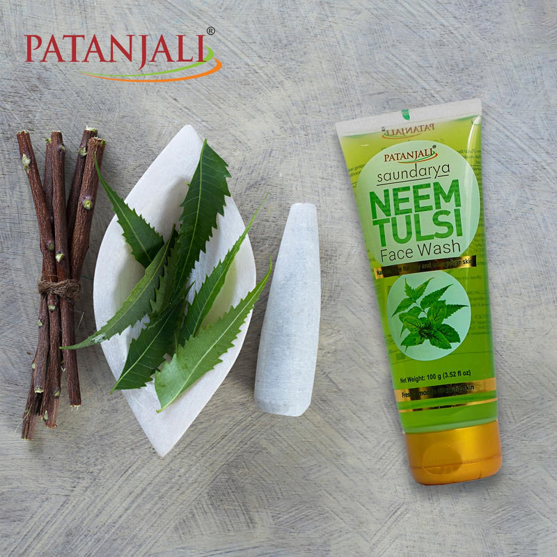patanjali Neem Tulsi Face Wash 100gm / 3.52 fl oz - Pack of 2 - BeesActive Australia