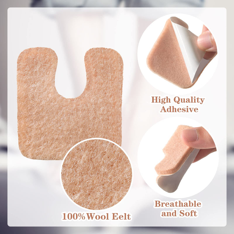 Zonon 48 Pieces U-Shaped Felt Callus Pads Metatarsal Foot Pads for Pain Relief, White, Unisex, Ball of Foot Cushions(Beige) Beige