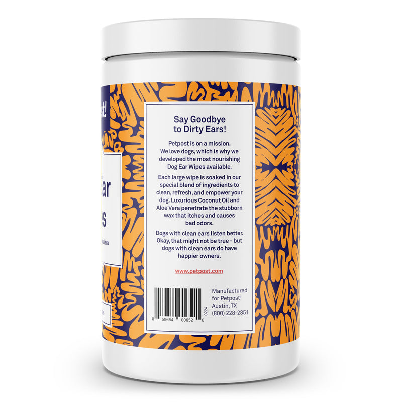 Petpost | Large Dog Ear Cleaner Wipes - Ultra Soft XL Cotton Pads in Coconut Oil Aloe Solution - Remedy for Dog Ear Rinse & Cleanser 60 ct. - PawsPlanet Australia