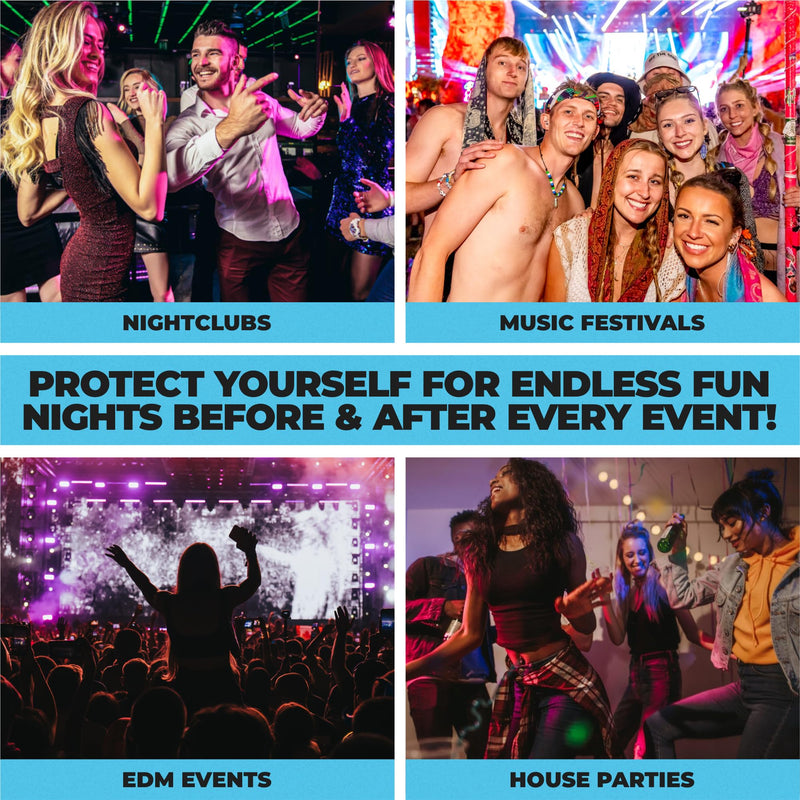 Rave Recovery Aid Vitamins After Party Relief Pills Music Festival Accessories Rave Essential No 5-HTP Supplement Electrolytes Hydration Better Mornings Serotonin Energy Hangover 120 Capsules
