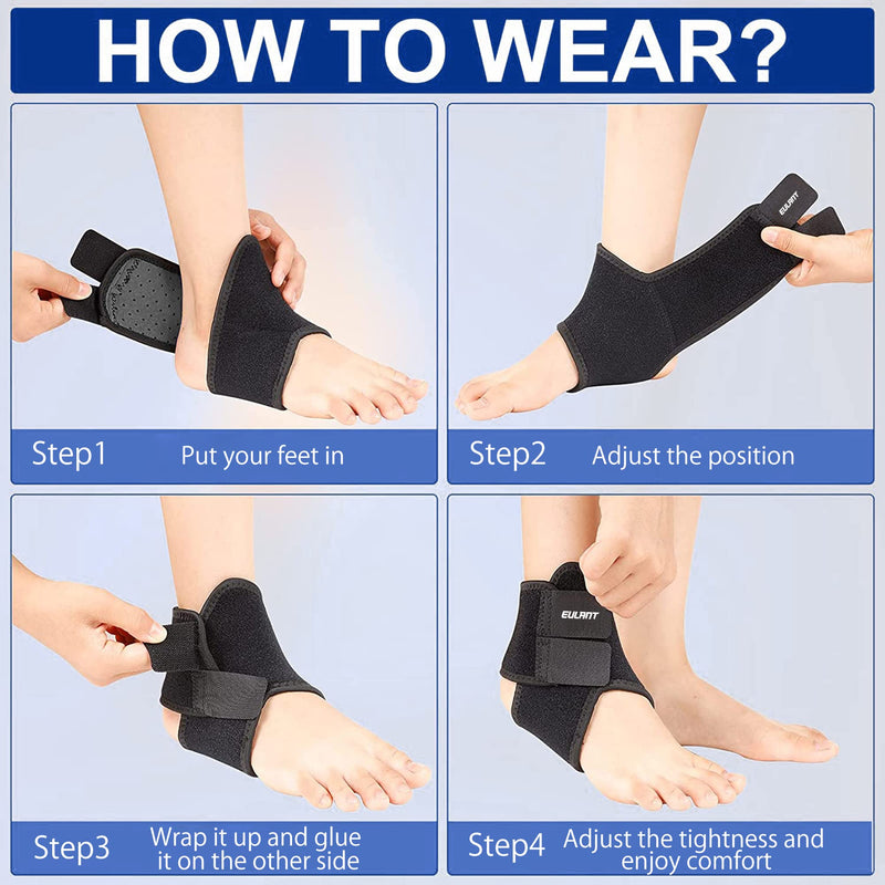 EULANT Kids Ankle Brace 1 Pair, Children Ankle Support, Ankle Compression Sleeve for Foot & Ankle Swelling, Achilles Tendon, Joint Pain, Injury Recovery, for Ice Skating Dance Hiking, Black M Medium