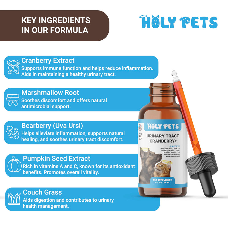 Natural UTI Medicine for Cats & Dogs, Urinary Tract Infection Treatment, Antibiotic Supplement for Pets - Helps with Bladder & Kidney Health, Flow, PH & Overall Function - All Natural