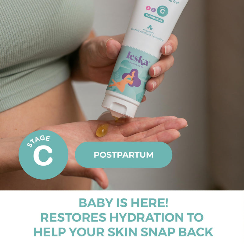 Leska Maternity Post-Pregnancy Gel | STAGE C: RESTORE All-Over Toning Gel (Postpartum) | Part of a Complete 3 Part Pregnancy Skin Care System | New Mom Gifts (4oz) 9+ Months, Toning Gel 1-Pack