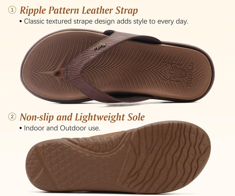 KuaiLu Women's Orthotic Arch Support Flip Flop Sandals 8.5 Brown