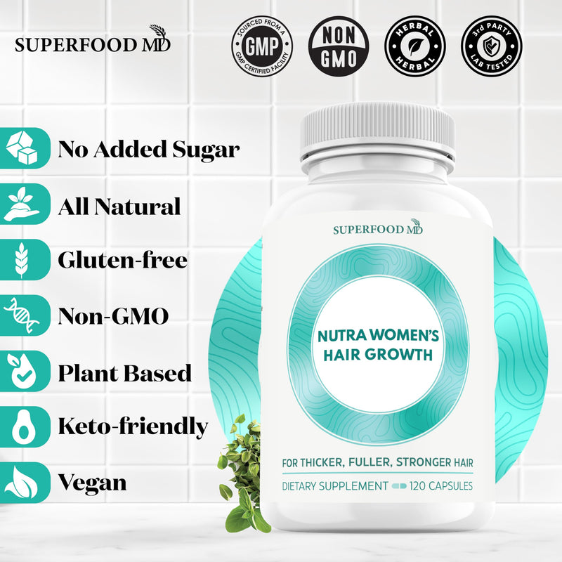 Women's Balance Hair Growth Supplements, Ages 45 and Up, Customer Proven for Visibly Thicker Hair and Scalp Coverage, Soy-Free, Made with 26 Ingredients Including Beta Carotenes - 2 Month Supply 120 Count (Pack of 2)