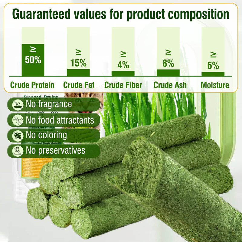 30g Cat Grass Snack, Cat Grass Sticks Naturally Dried Snacks for Cats for Hairball Removal and Dental Care, Catnip, Cat Grass Stick 30g - BeesActive Australia