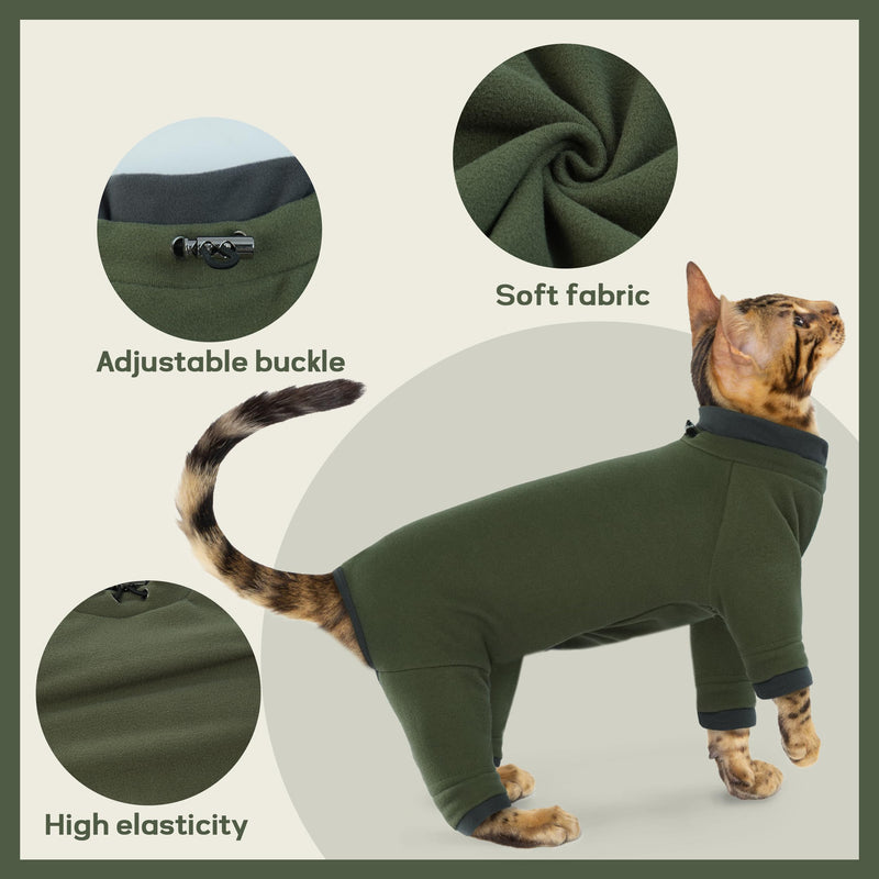 PUMYPOREITY Sticky Hair Cat Clothes, Prevent Hair Loss Cat Pajamas, Soft Cat Sweaters for Cats Only, Cat Hair Sticky Onesie, Cat Recovery Suit After Surgery, Green, M Medium - BeesActive Australia