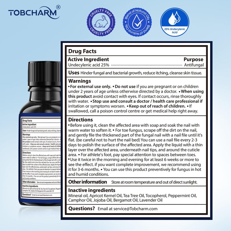 Toenail Fungus Treatment with 25% Undecylenic Acid, Toe Fungus Treatment for Toenail, Fungus Nail Treatment, Toenail Fungus Treatment Extra Strength, Fungal Nail Treatment for Athletes Foot - 2pcs - BeesActive Australia