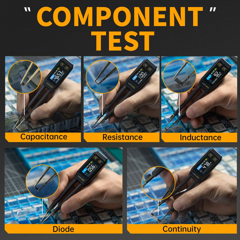 LCR-ST1 LCR Meter, 100Hz/1kHz/10kHz LCR Meter Tweezers, Mini Smart SMD Tester ESR Meter, Diode Continuity Tester, Inductance Capacitance Meter, Auto Component Recognition - BeesActive Australia